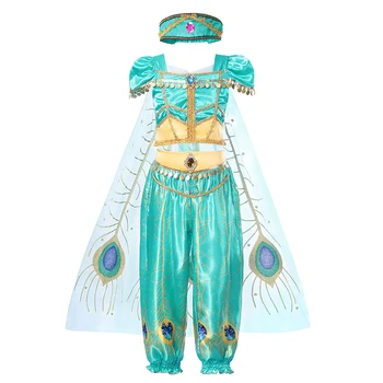 Aladdin Cosplay Dekle, Princesa Obleko gor Jasmina Kostum Indijski Ples Trebuh Telovnik in Hlače Dan Otrok Jasmina Stranka Nositi Obleko