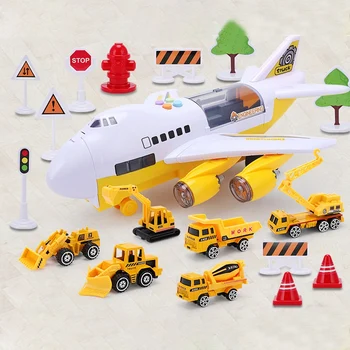 Avto Igrače Nastavite s Prevozom Tovora Letalo Izobraževalne izdelavi Vozil Avto Set za Otroke z Veliko Igrajo Mat