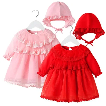 Baby jeseni obleka za malčke dekliška vezenje princesa krst krst obleko obleke stranka poroka obleke 0-12 mesecev obleke