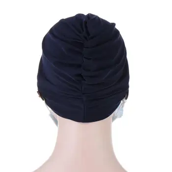 Barva Muslimanskih turban klobuk za ženske čelo križ gumb perilo Notranje Hidžab kape, ovijte glavo, šal hijabs bonnet pripravljena za nošenje
