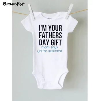 Bela Poletje Novorojenčka Oblačila Baby Bodysuits, jaz sem tvoj Oče je Dan Dar Črke Natisni Otroci Jumpsuits Otrok Oblačila Outwear 2018