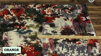 Bombaž/Lan Tekstilne RJAVA ORANŽNA ZELENA VINO RDEČE Akvarel slika Cvet Tkanine za Prtom Zavese, Oblačila Handwork Obrti