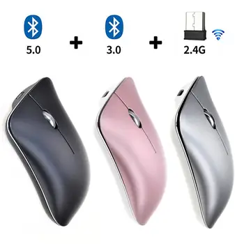 Brand New Visoke Kakovosti Prenosni Tiho Miško Treh Način Brezžična 2.4 G+Bluetooth 5.0 +3.0 Miši Aluminij Zlitine Baterije Za Miško