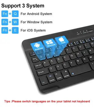 Brezžično Tipkovnico Bluetooth Tipkovnico Za ipad Telefon Tablični Gume keycaps Polnilna Tipkovnica Za Android, ios, Windows Tabela