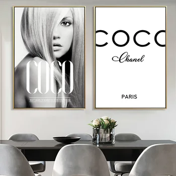 Coco Moda Sodobno Dekle Platno Stensko Umetnosti Slikarstva Na Wall Decor Plakat In Natisne Sliko Cuadros Za Salon Soba Dekoracijo
