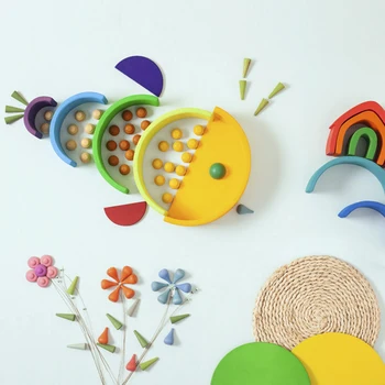 DIY otroška lesena igrača ustvarjalna skupina mavrica gradniki otroške igrače velikosti Montessori izobraževalne igrače za otroke