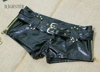 DJGRSTER 2020 Poletje Ženske Hlače Črne Usnjene hlače Sexy Disco hlače ženske umetno usnje kratke hlače vrouwen korte broek