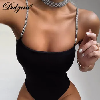 Dulzura verige diamond ženske tangice bodysuit trak bodycon seksi streetwar 2020 poletne obleke party klub telo osnovne romper trdna