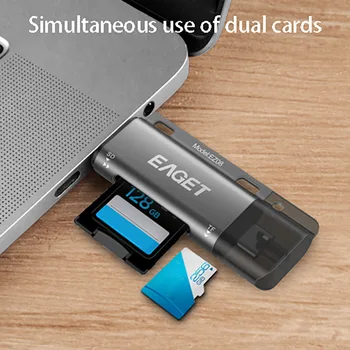 EAGET EZ08 Card Reader, Tip-C Mikro-USB OTG USB 3.0 za Visoke Hitrosti Pomnilniško Kartico Prenosni Multi-Funkcijo s za SD/TF Kartico v Režo za