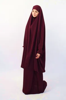 Eid Skromno Muslimanske Ženske Dolgo Khimar Paryer Oblačilo Obleko Sklop 2 Kos Abaya Polno Kritje Islamska Oblačila Tam Kaftan Jilbab Djellaba