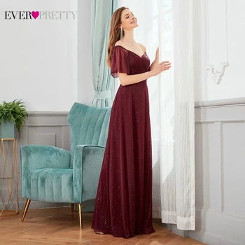 Elegantno Burgundija Prom Obleke Kdaj Lepa A-Linijo Proti-Vrat Kratek Rokav Off Ramenski Til Formalno Stranko Halje Haljo De Soiree 2020