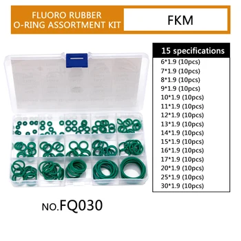 FKM Tesnilnimi O-obročki Fluor Kavčuk OD 6 mm-35mm Tesnilo Zamenjave Kompleti CS1mm 1,5 mm 1.9 mm 2,4 mm 3.1 mm 15 Velikosti 150PCS/set FQ030