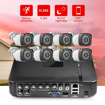FUERS 8CH HD DVR 4MP Fotoaparat 6in1 DVR H. 265 nadzorni Sistem Nepremočljiva Prostem Kamere Varnostni Sistem Video CCTV P2P HDMI Kit