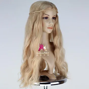 Halloween Cersei Lannister Lasuljo Zlati lasje Kraljico Cersei svetlo blond sintetičnih las kostume z las neto