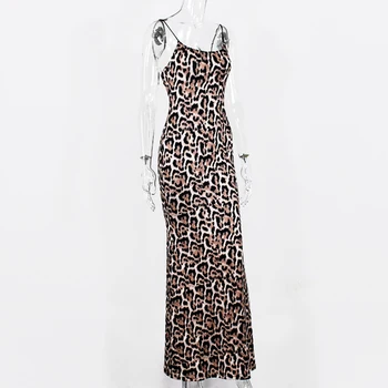 Hirigin Seksi Leopard Backless Dolga Obleka Ženske brez Rokavov Camisole Modni Ženski Stranke Obleke 2020 Poletje Nove Maxi Vestidos