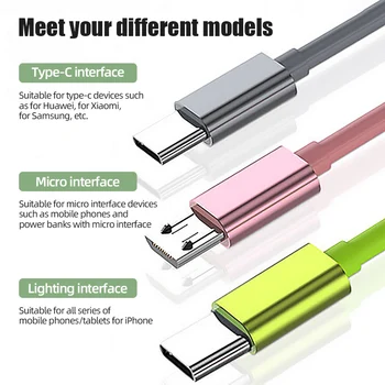 Ihuigol 3 v 1 Zložljive USB Kabel Micro USB Tip C Razsvetljavo Kabel Za IPhone, Samsung Tablični računalnik, Mobilni Telefon, Tekoče Silikona Kabel
