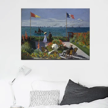 Impresionizem Slikar Claude Monet Znanih Oljna slika Vrt na Sainte-Adresse Plakati Tiska na Platno Wall Art Okras