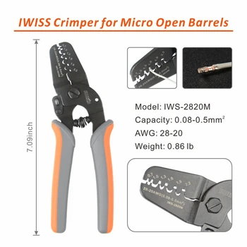 IWISS Mini Micro herramientas de prensado de barril abierto Alicates par terminal par terminales de 28-20AWG JAM, cvetlični, Tyco