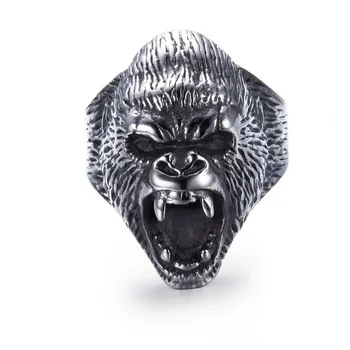 Iz nerjavečega Jekla, Titana Obroč Moški Letnik Viking Punk RockRoar Peter Jackson je King Kong Gorilla Živali Obroči Za Človeka Nakit