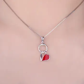 JewelryPalace 925 Sterling Srebrni Red Emajl Votlo Srce Visijo Krog Obesek Ne Vključujejo Verige