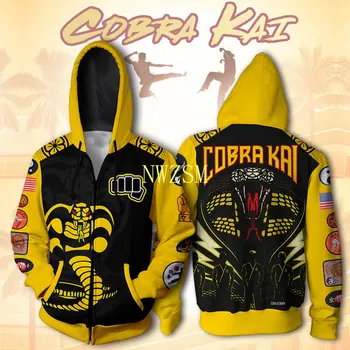 Karate Kid Cobra Kai Suknjič Hoodie 3D Tiskanja Animacija Oblačila Cosplay Plašč Hooded Majica Kostum Vrhovi Tee Hlače Cos