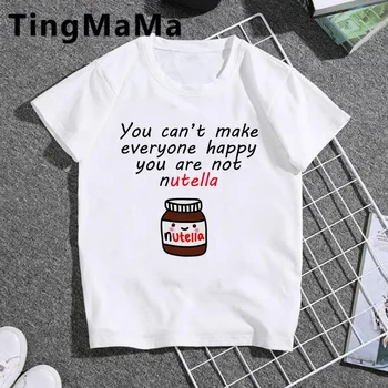 Kawaii Nutella Majica s kratkimi rokavi Otroci Smešno Poletnih Vrh Risanka T-shirt Plus Velikost korejskem Slogu Unisex Grafični Moda Srčkan Otrok Oblačila