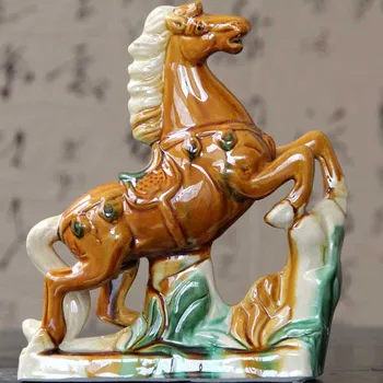 Keramični Feng Shui Wang Cai Konj Obrti Živali Okraske Ustvarjalne Doma Oprema Office Dekoracijo Ugoden Poročno Darilo