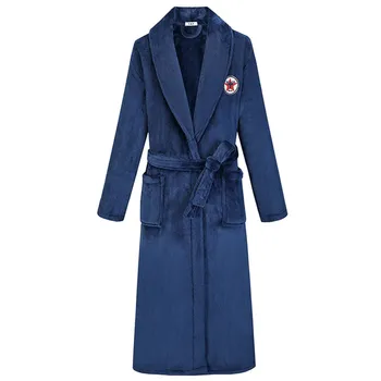 Kimono Plašč Flanela Prevelik 3XL-4XL Pozimi Zgostitev Haljo Moških Ultra Dolge Sleepwear Priložnostne Salon Nightgown Intimno Perilo