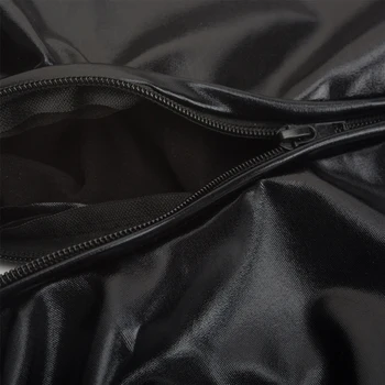 KOLCY 2020 Lakasto Usnje Zadrgo Odprite Mednožje Latex Jumpsuit Black Tesen Seksi Ženske Erotične Kostumi Akril Bodysuit Clubwear NOVA