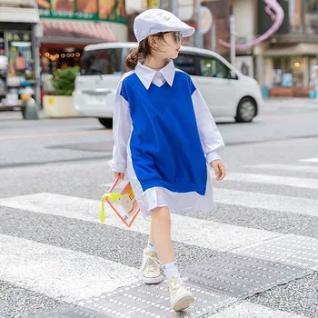 Korejski otroška Oblačila Dekleta Majice Dolg Rokav 2020 Novo Pomlad in Jesen 3-13 let stari Otroci ' s College Slog Majica