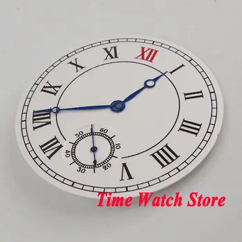 Kot 38,9 mm za belo, sterial izbiranje Rimskimi številkami Watch izbiranje fit ETA 6498 ročno navijanje gibanja +modra roke D104