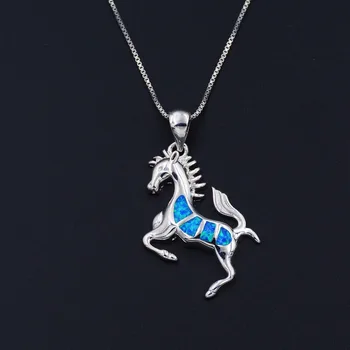 Krasno Modro Ogenj Opal Ogrlico, Obesek, Featuring Vse Večja Konj