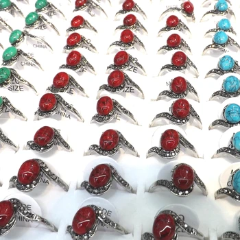 Kristal hematit Tlakovane Turquoises Obroči Za Ženske Rdeča, Modro Zelene Barve 50pcs Debelo