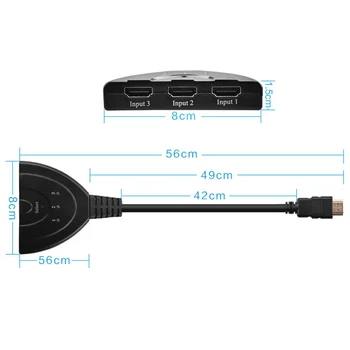 Larryjoe Visoke Kakovosti 3 Vrata 1080P 3D HDMI Preklopnik Switch Hub Razdelilnik s Kablom za PC TV HDTV, DVD, PS3, Xbox 360 Kabel polje