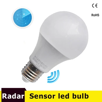 LED Radarske Žarnice E27 Samodejno Smart Odkrivanje Led Ir Telo Lampada 9W 7W 5W 110V 220V 85-265V Zaznavala Svetlobe