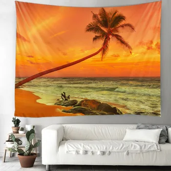 Lep pogled na morje, natisnjeni tapiserija krajine, tapiserija, stenske slike Bohemian obmorskih kokosovo drevo, tapiserija
