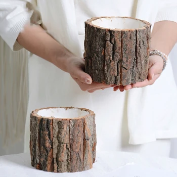 Lesene Cvet Vazo Drevesne Skorje Objem Vedro Cvet Embalaža Polje Darilo Za Rojstni Dan Za Pakiranje Vaza Poročno Dekoracijo Rastlin Posodo