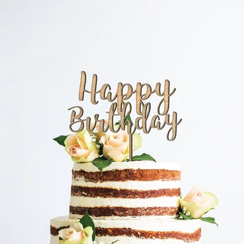 Lesene Happy Birthday Cake Pokrivalo Dekoracijo Bela/Črna/Glod/Srebrne Barve Akril Torto Pokrivalo Stojalo Darilo Dobave Vesel
