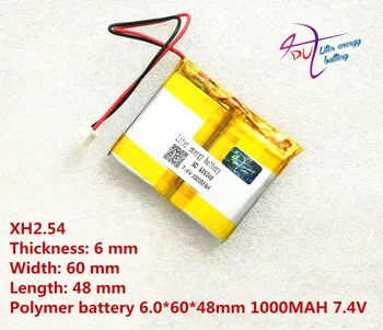 Liter energijo baterije XH2.54 7.4 V litij-polimer baterija 606048 066048 1000mAh GPS baterijo, MP3, MP4 zvočnik poučevanja stroj