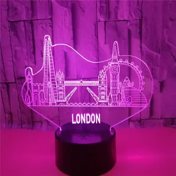 London Stavb Modeliranje 3d Iluzije Noč Svetlobe led Desk usb Tabela luči za dnevno Sobo, Spalnica Bar Pisarna Dekor 7 Barvo Svetilke