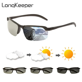 LongKeeper Photochromic sončna Očala Moških Polarizirana Vožnje Kameleon Očala Ženske Spremenite Barvo sončna Očala, Napol rimless Gafas