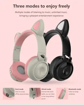 Luštna Mačka Ušesa Bluetooth Brezžične Slušalke Zložljive Mačka Gaming Slušalke Slušalke Za Glasbo, Slušalke Z Mikrofonom