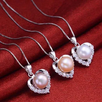 [MeiBaPJ]Modni razred AAAA sladkovodnih biser nakit za ženske v obliki srca obesek ogrlica bela s925 sterling srebrni nakit
