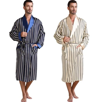 Mens Saten Svila Pižamo Pajama Pižame Sleepwear Haljo Oblačilih Nightgown Loungewear U. S. S M L XL 3XL 2XL Plus Striped_ Darila