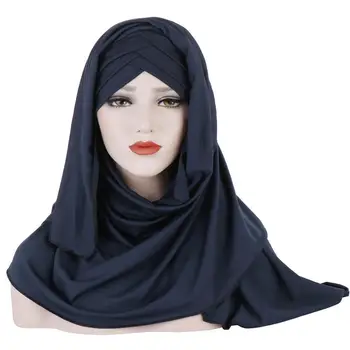Mleko-svileni šal enobarvni klobuk dva-delni set Muslimanska ženska moda in ženske pokrov