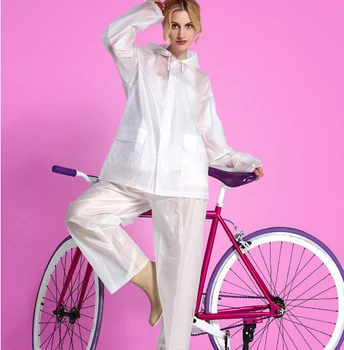 Moda Odraslih EVA Pregleden motorno kolo, Električna Kolesa, dežni Plašč Dež Hlače Vožnjo Nastavite Dež Plašč Zadebelitev Poncho Za Ženske