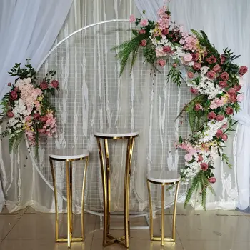 Najboljši Romantični 3 kos set /Zlata In Bela Torta stojalo steber tabela Za Poročno Dekoracijo Iz Nerjavečega Jekla In MDF