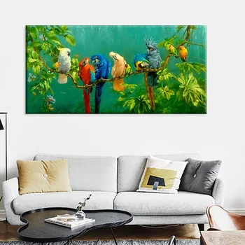 Narava Krajina Dekorativno Slikarstvo Tropskega Deževnega Gozda Papiga Živali Tiskanja Plakatov Dnevna Soba Vhod Dekor Wall Art Slike