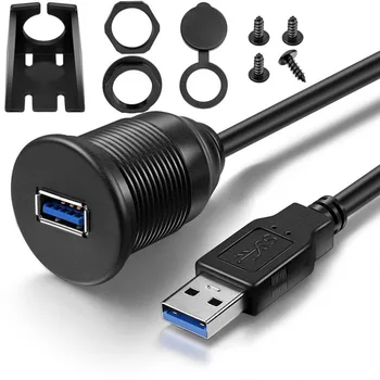 Nepremočljiva Podometno Montažo USB Dock Adapter nadzorni Plošči Pan Vrata USB 3.0 Moški-Ženski Kabel Podaljšek za Avto, motorno kolo