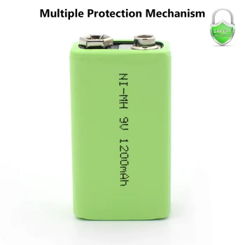 Nizka cena in visoka kakovost 9V 1200mAh akumulatorska baterija za instrumente, ki se baterije za polnjenje Ni-MH baterija Za Igrače Dima, Detektorji in Alarmi